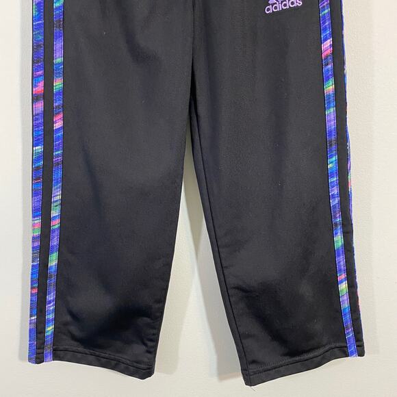 Adidas Girl's Black with Multicolor 3 Striped Track Pants Size 4T - Picture 3 of 6
